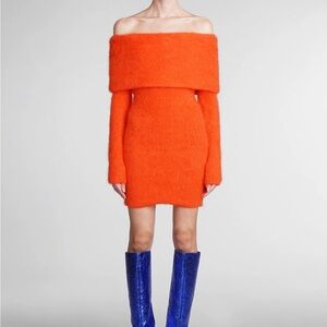 Isabel Marant Vibrant Orange Off-Shoulder Sweater